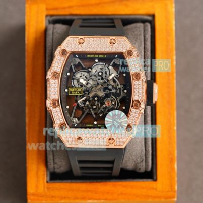 Replica Richard Mille RM35 01 Rafael Nadal Watch Rose Gold Diamond Bezel